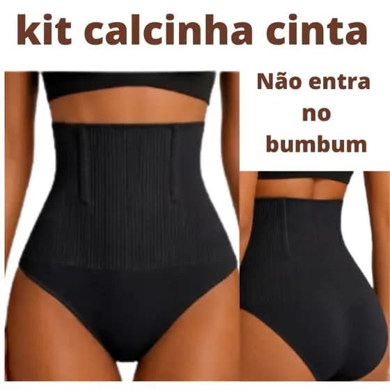 Kit Calcinhas Cinta Modeladora Compressão Cós Alto Redutora de Medidas não entra no bumbum