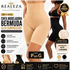 Cinta Bermuda Modeladora  Alta Compressão Não Enrola linha premium