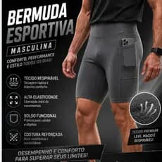 Shorts Bermuda Masculina Esportiva com Bolso Elastano Academia Corrida