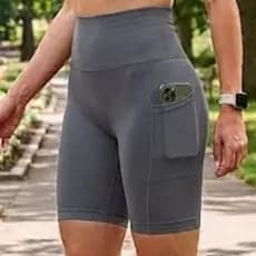 Bermuda Fitness Feminina com Bolso Cintura Alta Modeladora Academia e Corrida