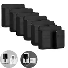 6 Suporte De Parede Para Celular Controle Plástico Preto