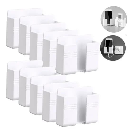 10 Suporte De Parede Para Celular Controle Plástico Branco