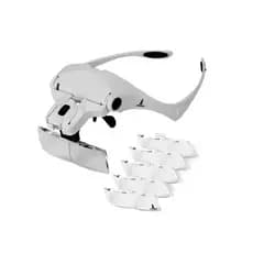 Lupa de Cabeça Profissional 2 LEDS 5 Lentes Aumento Leitura Estetica