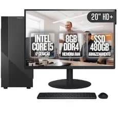 Computador Completo BluePC Task Intel Core i5 6ª Geração 8GB DDR4 SSD 480GB Monitor 20"  - CDBP-TA009