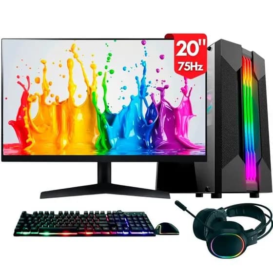 Computador Gamer completo 2Eletro Chroma, Intel Core i5, 8GB, SSD 256GB, Monitor 20" - PG2E-1008CH
