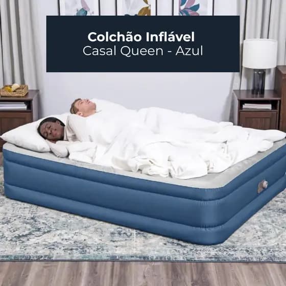 Cama Colchão Inflável Casal Até 300kg Tritech Queen Com Bomba Embutida + Bolsa Bestway