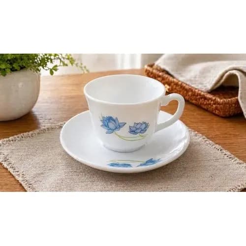 Conjunto Xicara Cha Porcelana Branca 12 Pecas Com Pires Elegante Resistente