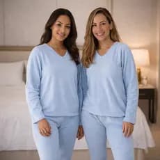 Pijama Feminino Inverno Manga Longa Conjunto Longo Macio Confortável Roupa de Dormir Frio