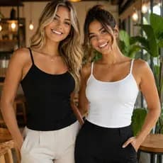 Kit 2 Regatas Feminina Suplex Alça Fina Básica Cintura Alta Confortável