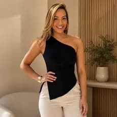 Blusa Mula Manca Feminina Assimétrica Elegante Malha Premium Ajuste Perfeito Casual Chic