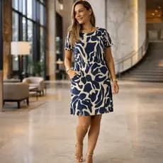 Vestido Feminino Curto Liganete Estampado Com Bolso Confortavel Leve Casual Moda Verão Elegante