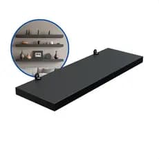 Prateleira Preta 30X10 Com Suporte Flutuante Mdf  Organizadora Decoração Cozinha Quarto Banheiro