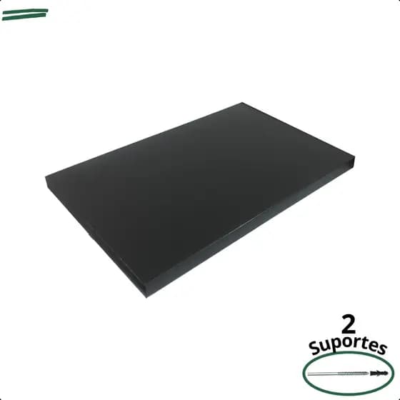 Kit Prateleira Preta 30X20 Com Suporte Flutuante Mdf Organizadora Decoração Cozinha Quarto Banheiro