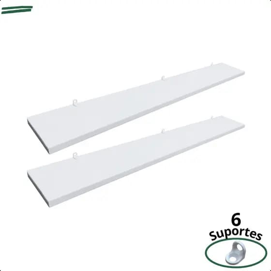 Kit 2 Prateleira Branca 80X10 + Suporte Flutuante Mdf  Organizadora Decoração Cozinha Banheiro Sala