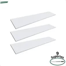 Kit 3 Prateleira Branca 100X20 + Suporte Flutuante Mdf  Organizadora Decoração Cozinha Banheiro Sala
