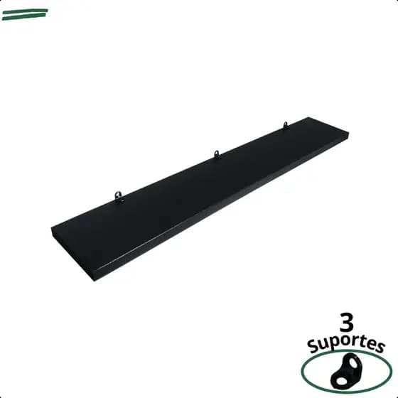 1 Prateleira Preta 60X10 Com Suporte Flutuante Mdf  Organizadora Decoração Cozinha Quarto Banheiro