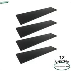 Kit 4 Prateleira Preta 100X20 + Suporte Flutuante Mdf  Organizadora Decoração Cozinha Banheiro Sala