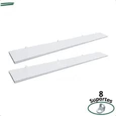 Kit 2 Prateleira Branca 100X10 + Suporte Flutuante Mdf  Organizadora Decoração Cozinha Banheiro Sala