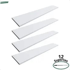 Kit 4 Prateleira Branca 100X15 + Suporte Flutuante Mdf  Organizadora Decoração Cozinha Banheiro Sala