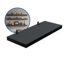 Prateleira Preta 25X10 + Suporte Flutuante Mdf  Organizadora Decoração Cozinha Banheiro Sala