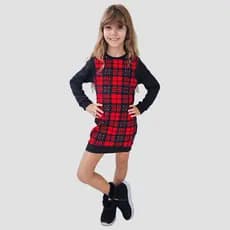 Vestido xadrez Infantil Mini Vest Malha Crepe a pronta entrega