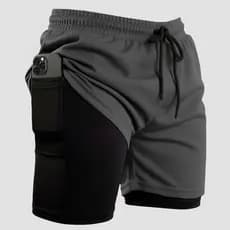 Bermuda Masculina Compreensão 2 Em 1 Short Esporte Academia Futsal ciclismo caminhada