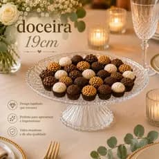 Boleira Doceira Acrílico Cristal 19cm Base Removível Porta Bolo Festa Casamento Decoração