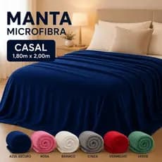 Manta Casal Microfibra 1,80m x 2,00m Coberta Cobertor Leve Mantinha Dupla Face Aveludado Macia Antialérgico Inverno