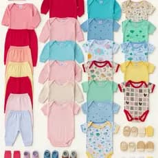 Kit 32 peças enxoval bebê em algodão antialérgico