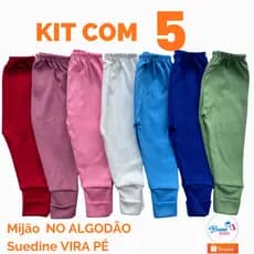 5 pçs Calça Mijão Suedine 100% algodão Enxoval Maternidade