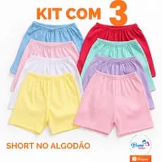 Kit 3 pç short tapa fralda BEBÊ infantil menino e menina