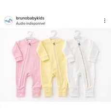 kit 2 peças 100% algodão Macacão bebê canelado menina e menino P M G Verão inverno recém nascido