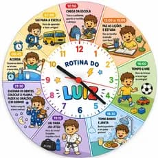 Relógio Personalizado Rotina Diária Infantil e Adulto em MDF | Nome + Horários | Educativo Decorativo