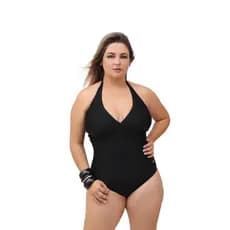 maio feminino praia Liso e Estampado Plus Size de Poliamida Com Bojo Removível