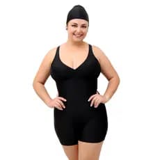 maio feminino praia e macaquinho hidroginástica e fitness Liso Plus Size com Bojo Removível de Poliamida