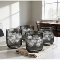 Jogo 4 Copos Vidro Fumê 280ml Elegante Moderno Mesa Posta