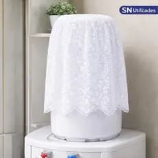 Capa de Renda para Galão de Água 20L Branca 90x40cm Decorativa