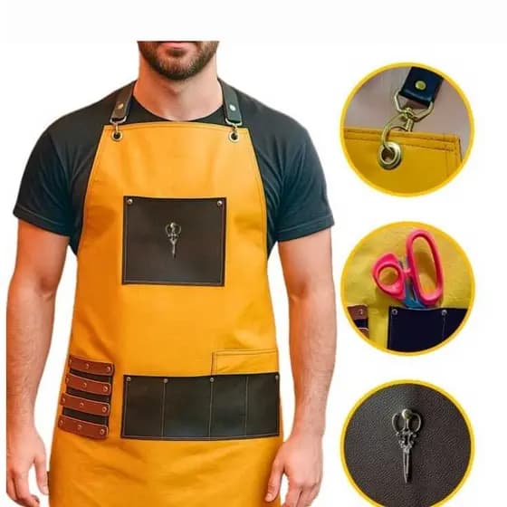 Avental Profissional Barbeiros Tesoura/ Mostarda