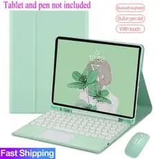 Capa Com Teclado Touch pad Para Samsung Galaxy Tab S6 lite A9 + A11+ S9 FE S10 lite Touchpad Redondo Bluetooth Mouse