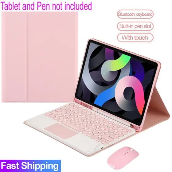 Capa Com Teclado Touchpad Para iPad 5ª 6ª 7ª 8ª 9ª 10ª geração 11 A16 Para Air 2 3 4 5 Air 11M2 M3 M4 Pro 9.7 10.5 11