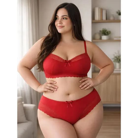 Kit Calcinha Plus Size com detalhe de Renda Tanga Grande Valéria
