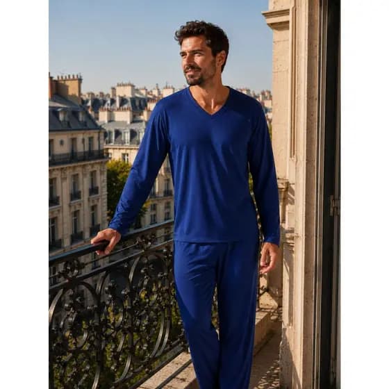 Pijama de Inverno Masculino Manga Longa Calça Comprida Adulto de Frio Alex
