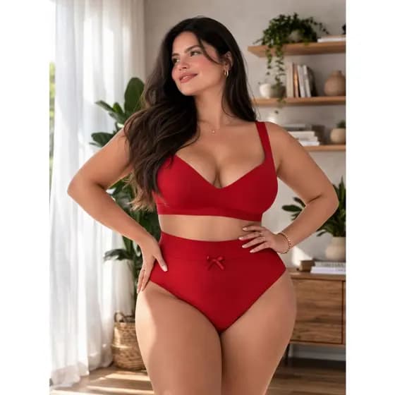 Kit Calcinha Plus Size Cintura Alta Tanga Grande Cós Alto 50 52 54 56 Thamires Plus