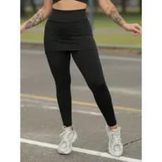 Calça Legging Saia Transpassada Evangelica Academia Fitness Yoga Casual Caminhada