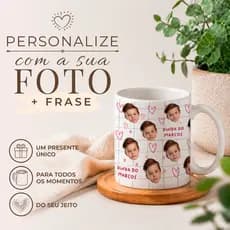 Caneca com Foto Personalizado 325ml | Presente para Família, Amigos e Pets | Porcelana Premium