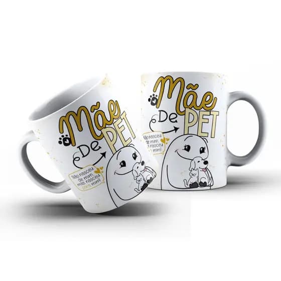 Caneca Xícara Personalizada Mãe de Pet Amor Flork Divertida Porcelana 325ml Alta Qualidade Presente