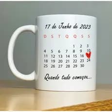 Caneca Personalizada Calendário Namorados Com Sua Data com Foto Porcelana 325ml