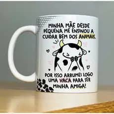 Caneca Porcelana Flork Divertida Melhores Amigas Linha Premium 325 ml