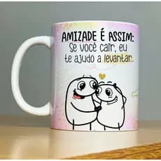 Caneca Porcelana Branca Flork Divertida Melhores Amigas Linha Premium 325 ml