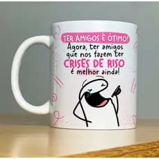 Caneca Porcelana Branca Flork Divertida Engraçada para Amigas Linha Premium 325 ml